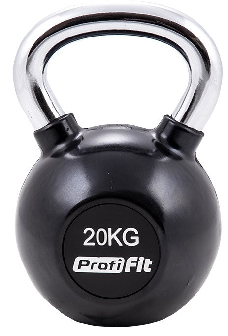 Гиря обрезиненная с хромированной ручкой Profi-Fit, 20 кг