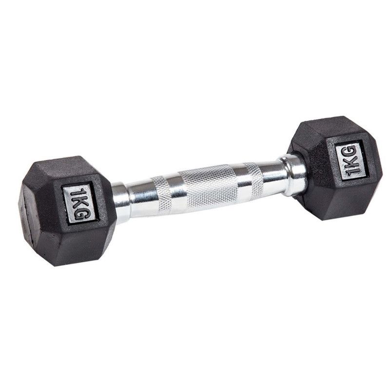 Гантель гексагональная обрезиненная PROF FIT  1 кг